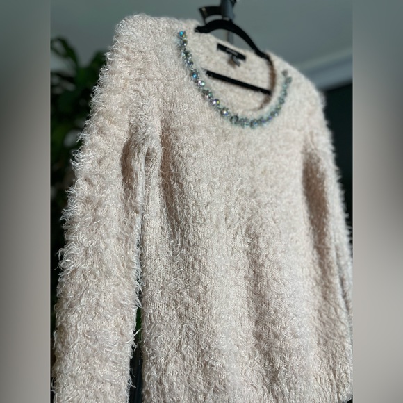 Pink jewel fluffy sweater gemstone collar fuzzy - Picture 3 of 6